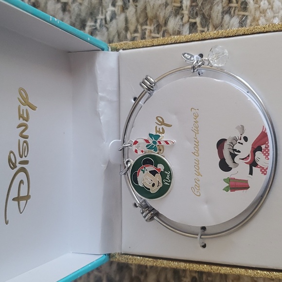 NIB Disney Christmas Themed Stainless Steel Expand Charm Bracelet Mickey Mouse - Picture 8 of 8